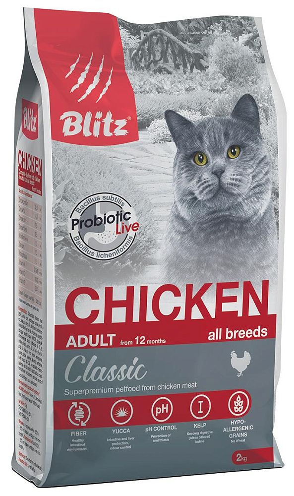 Сухой корм Блиц для взрослых кошек BLITZ Classic Adult Cat Chicken (курица)